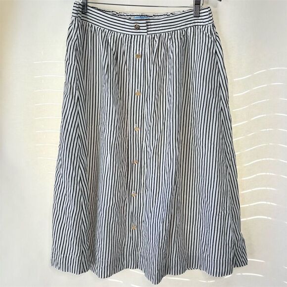 Draper James Dresses & Skirts - Draper James Women's Blue Striped Button Front Midi Skirt Size L